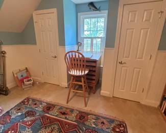 Oak Flat File Desk with Spindle Back Chair