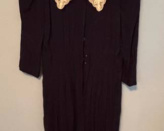 Karin Stevens Vintage Navy Dress with Lace Collar