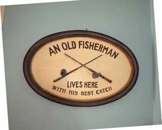 An Old Fisherman Lives Here With His Best Catch Oval Wall Plaque