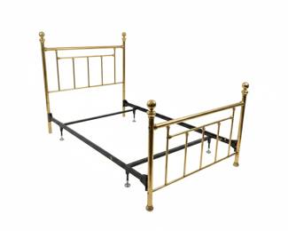 Vintage Brass FullSize Bed Frame with Spherical Finials
