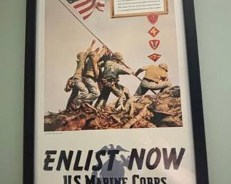 US Marine Corps Iwo Jima Enlist Now Poster