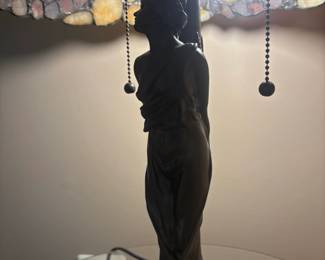 Art Nouveau Style Figural Floor Lamp with Agate Shade