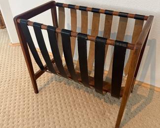 Lot #96 - Vintage Wood Luggage Rack with Leather Straps