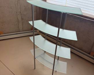 Lot #126 - Tall 4-Tier Curved Frosted Glass Display Shelf