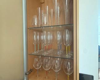 Lot #54 - Colorful Beaded-Stem Wine Glasses & Champagne Flutes