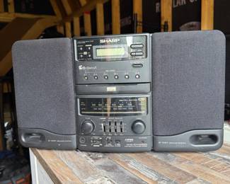 Lot #150 - Vintage Sharp WQ-CH1000 Portable Dual Cassette & CD Stereo Boombox