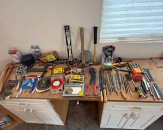 Lot #37 - Large Assortment of Chisels, Files, Levels, Saw Blades & Hand Tools