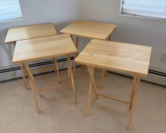 Lot #95 - Set of 4 Folding Wood TV Tray Tables