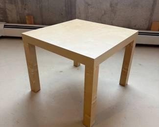 Lot #127 - Light Wood Parsons-Style Side Table with Stone-Look Top