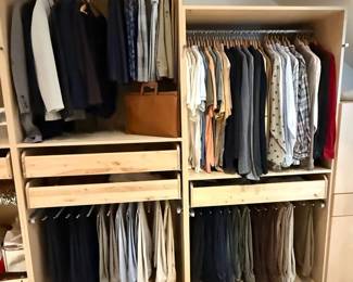 Lot #110 - Men's Wardrobe with Suits, Leather Jacket, Trousers & Briefcase