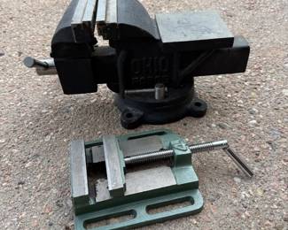 Lot #20 - Heavy-Duty Swivel Bench Vise & Drill Press Vise