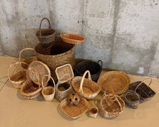 Lot #135 - Large Collection of Woven Wicker & Reed Baskets