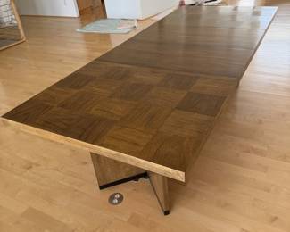 Lot #111 - Mid Century Modern Expandable Parquet-Top Dining Table