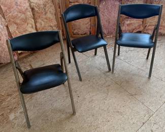 Lot #42 - Set of 4 Black Padded Metal Folding Chairs