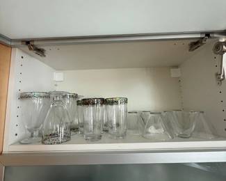 Lot #72 - Clear Highball & Lowball Glassware with Decorative Rim