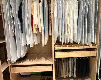 Lot #109 - Large Formal Wardrobe with Suits, Dresses, Pants & Shoes
