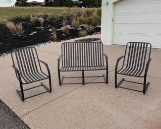 Lot #4 - 5-Piece Metal Patio Seating Set with Summer Classics Tables
