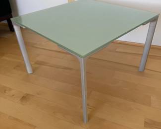 Lot #112 - Square Frosted Glass Dining Table with Metal Legs