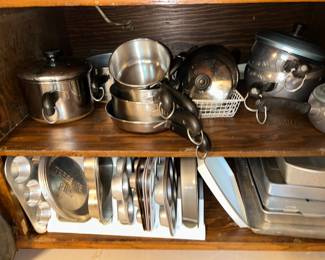Nice pots and pans in kitchen