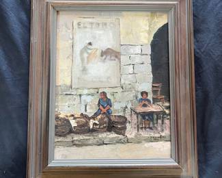 19 Rita Summers Colorado Signed 1966 Original Oil Painting  European Market Scene