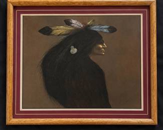 54 Frank Howell SignedinImage Native American Profile Portrait Framed Art Print