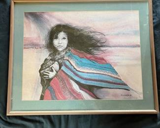 85 K. Kay Singleton Nina 1991 Native American Lithograph Framed Art