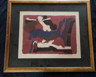 23 Marino Composition with Figures HandSigned E.A. Color Lithograph, Framed COA