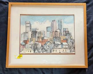 99 Barbara Froula Cityscape HandColored Lithograph