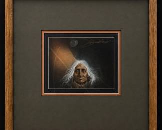 43 Frank Howell Winter Years 1983 Double Signed Native American Portrait Framed Art Print