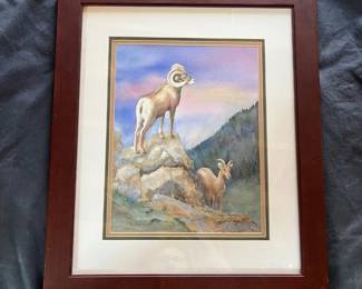 95 Rita Summers Signed Bighorn Sheep Framed Wildlife Artwork  Aurora CO