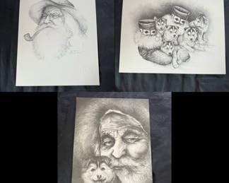120 Set of three vintage Doug Lindstrand Alaskanthemed prints, all signed by the artist.