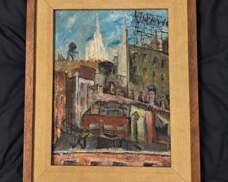 130 Geri Sachs Signed Original Urban Cityscape Painting