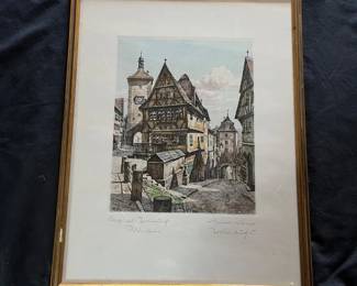 75 Heiner Kramer Plnlein Signed Original Etching  Rothenburg Germany