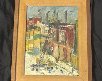 131 Geri Sachs Original Industrial Cityscape Painting
