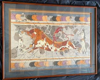21 Large Signed Minoan BullLeaping Artwork After the Knossos Fresco
