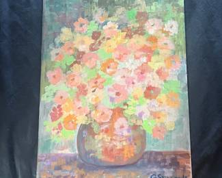 104 G. Sribbards Original Floral Still Life Painting on Reeves Canvas Board