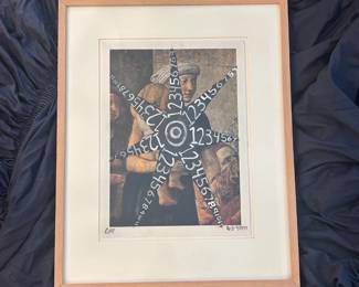 129 CM Signed MixedMedia Figurative Number Composition