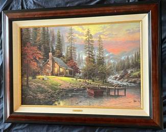 26 homas Kinkade A Peaceful Retreat Signed  Numbered Limited Edition Canvas with COA