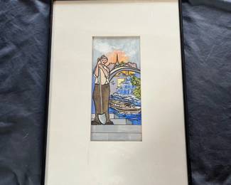 77 Signed Study II Paris Eiffel Tower Original Mixed Media Artwork