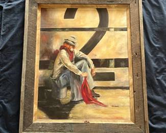 36 Ken Ingalls Signed Original Rodeo Clown Painting