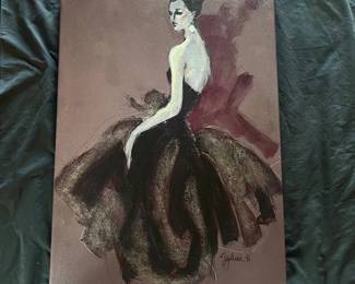 15 Steven Stipelman Signed 1996 HandEmbellished Fashion Gicle on Canvas