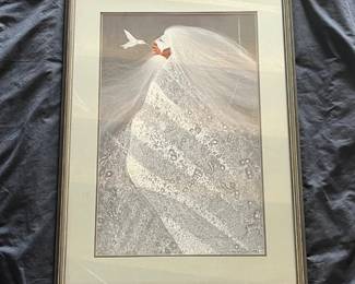 42 Frank Howell White Hummingbird DoubleSigned Lithograph