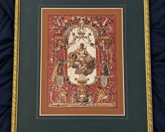 136 Framed Classical Decorative Print on Textured Surface