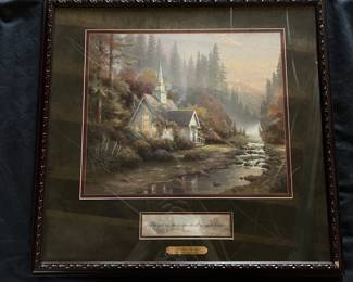 29 Thomas Kinkade The Forest Chapel Inspirational Accent Print with Psalm and COA
