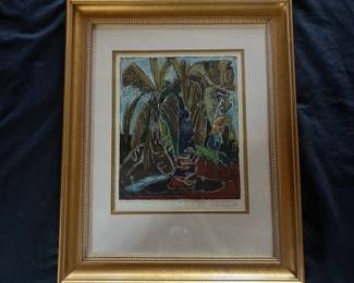 12 Bruce Onobrakpeya Emephara Young Palm Trees, Blue Base