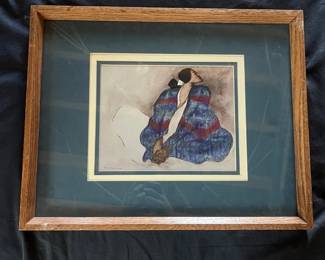 109 R.C. Gorman Woman with Blue Blanket Framed Native American Art Print