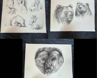 113 Doug Lindstrand Signed Alaska Series Limited Edition Bear Print Trio