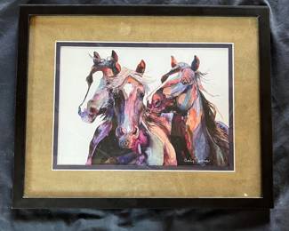 91 Caly Garris Colorful Four Horses Framed Art Print