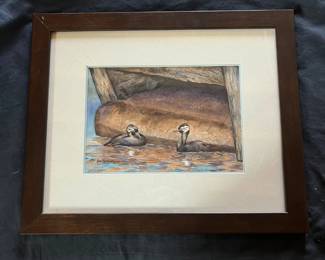 69 Local Aurora Artist Rita Summers Signed Original Watercolor  Waterbirds  Framed
