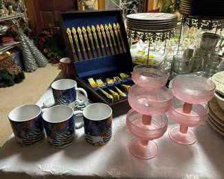 Gold Flatware, Vintage Glass